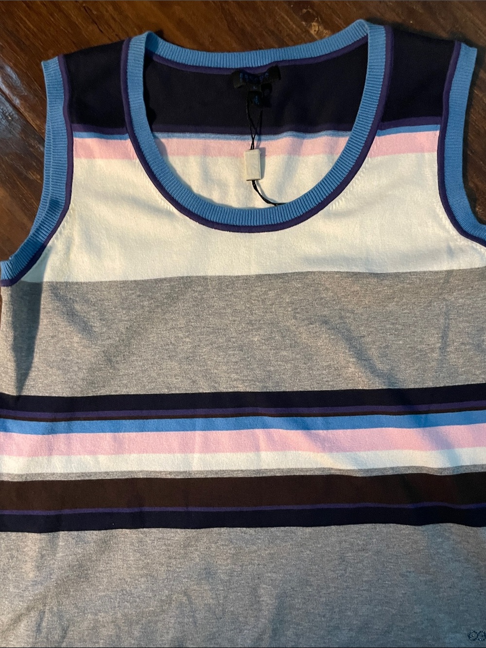 Escada Multicolor Striped Knit Tank — Navy, Gray, White, Brown, Pink, Blue - Picture 6 of 7